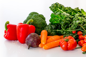 Mixed vegetables on a white background