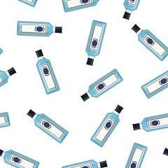 Bottle of gin . Gin alcohol drink. Seamless Repeat Pattern Background. Vector illustration in flat style
