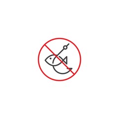 No fishing sign line icon vector