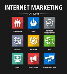 INTERNET MARKETING FLAT ICONS