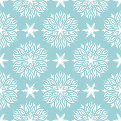 Floral seamless pattern. White design on blue background