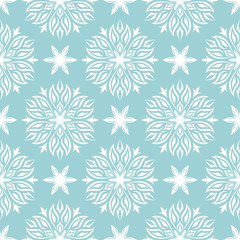 Floral seamless pattern. White design on blue background