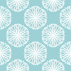 White floral seamless pattern on blue background
