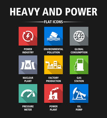 HEAVY AND POWER FLAT ICONS
