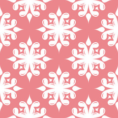  Floral seamless pattern. White and pink background