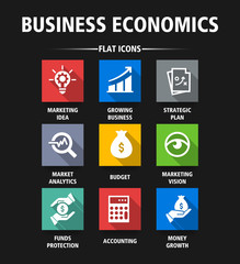 BUSINESS ECONOMICS FLAT ICONS