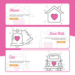 Wedding Banner Design with Outline Filled Style