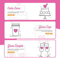 Wedding Banner Design with Outline Filled Style