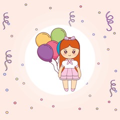 cute and little girl with balloons helium