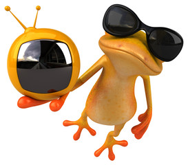 Fun yellow frog - 3D Illustration
