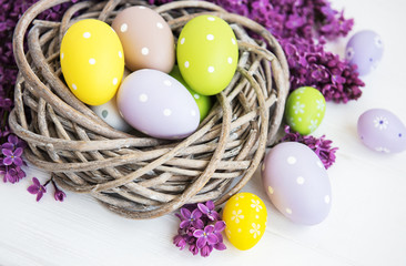 Nest with easter eggs