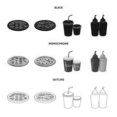 Isolated object of pizza and food sign. Set of pizza and italy stock symbol for web.