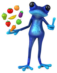 Fun blue frog - 3D Illustration