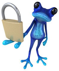 Fun blue frog - 3D Illustration