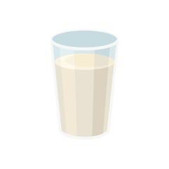 Glass of fresh milk. Drink for breakfast. Organic dairy product. Flat vector design for promo poster or banner