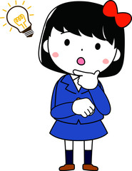 A cute bob cut female student expressing emotion