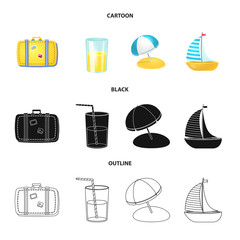 Vector design of equipment and swimming symbol. Collection of equipment and activity stock symbol for web.