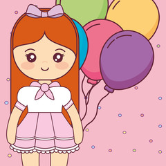cute and little girl with balloons helium