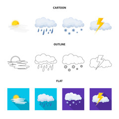 Isolated object of weather and climate sign. Set of weather and cloud vector icon for stock.
