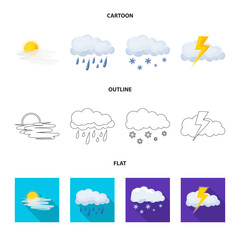 Fototapeta premium Isolated object of weather and climate sign. Set of weather and cloud vector icon for stock.