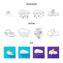 Obraz premium Isolated object of weather and climate icon. Set of weather and cloud vector icon for stock.