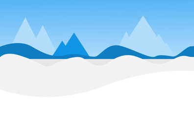 Clear winter landscape. Snow in winter mountains. Vector illustration