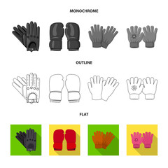 Vector illustration of glove and winter symbol. Collection of glove and equipment stock symbol for web.