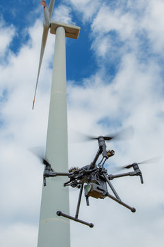 Industrial drone for inspection of wind turbine rotor blades