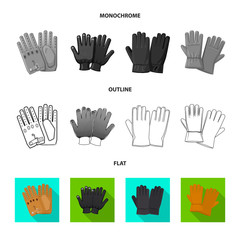 Isolated object of glove and winter symbol. Collection of glove and equipment vector icon for stock.