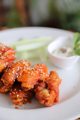 buffalo wings , Fried chicken with hot and spicy sauce