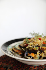 Mussels In White Wine appetizer , Italian food