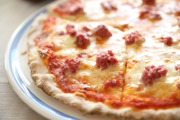 Homemade Pizza with italian sausage , Italian food