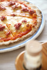 Homemade Pizza with italian sausage , Italian food