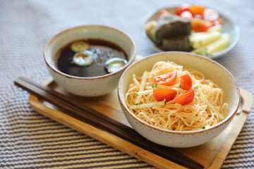 Cold noodles japanese food style