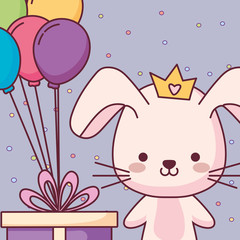 Obraz na płótnie Canvas cute and little rabbit with gift