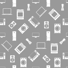 Household electrical appliances seamless pattern. Vector illustration.
