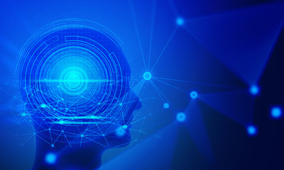 Obraz premium ai robotic, social internet of things, technology abstract futuristic cyber net web connect to network background illustration 3d rendering, atom molecule of science, signal of data