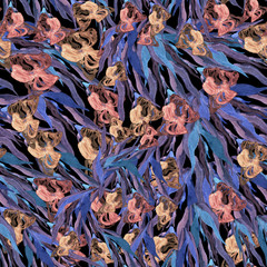 Irises seamless pattern. Hand drawn watercolor botanical illustration. Wallpaper, fabric, giftcraft design.