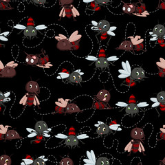 Seamless pattern with mosquito cartoon