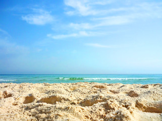 Sandy beach and azure sea nobody