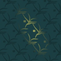 floral black green with gold root leaf pattern background