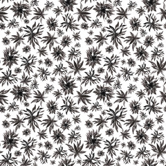 Seamless pattern of branches and leaves. Hand drawing simple pencil. botanical illustration vintage. Background for title, image for blog, decoration. Design for wallpapers, textiles, barbics, fabrics