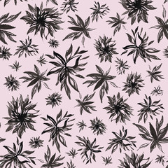 Seamless pattern of branches and leaves. Hand drawing simple pencil. botanical illustration vintage. Background for title, image for blog, decoration. Design for wallpapers, textiles, barbics, fabrics