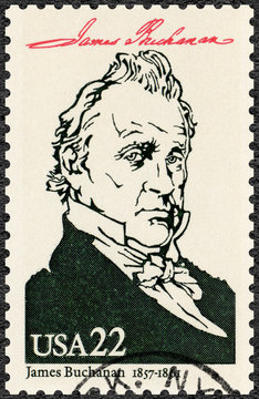USA - 1986: shows Portrait of James Buchanan Jr (1791-1868), 15th president of the United States, series Presidents of USA