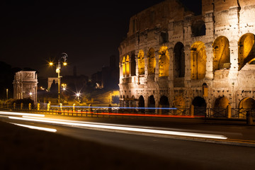 Fototapeta na wymiar Rome Colosseum at night. Rome architecture and landmark, Italy