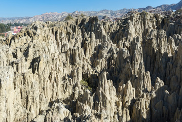 Sandstone formations in Valle de la Luna (Moon Valley) near La Paz, Bolivia