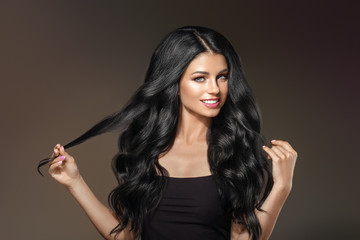 Beautiful hair woman long brunette black hairstyle 