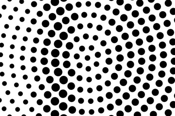 Black on white oversized halftone texture. Retro dotted ornament. Contrast dotwork surface for vintage effect.