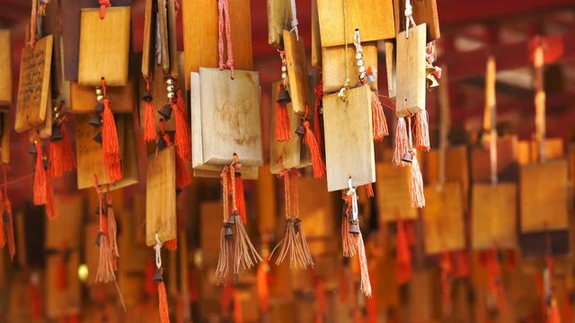 lucky wood plate hanging under the bell