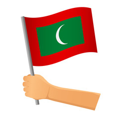 Maldives flag in hand